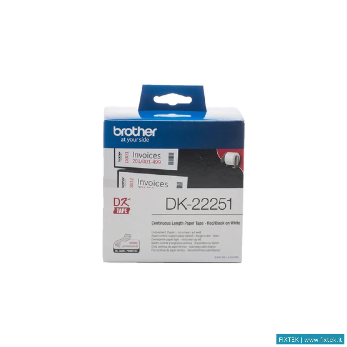 Cartucce Inkjet Brother Brother Dk-22251 Carta A Modulo Continuo Etichette 1 Rotolo Nero/Rosso Su Bi