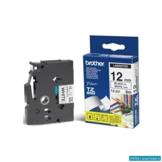 Nastri Aghi Brother Brother Nastro Laminato Da 12 Mm (8M) Nero/Bianco