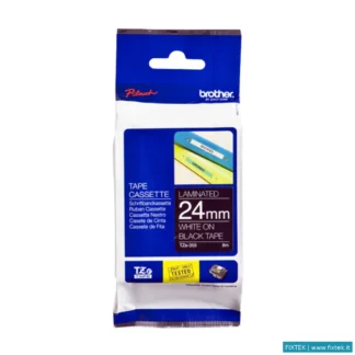 Nastri Aghi Brother Brother Nastro Laminato Da 24MM Lunghezza 8 Metri Colore Bianco Su Fondo Nero