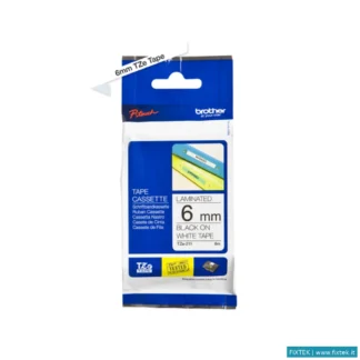 Nastri Aghi Brother Brother Nastro Laminato Da 6 Mm (8 M) Nero/Bianco