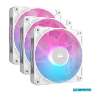 Case Ventole Corsair Corsair Starter Kit Tre Ventole Pwm Da 120 Mm Icue Link Rx120 Rgb, Bianco
