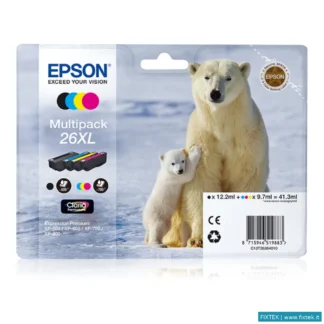 Cartucce Inkjet Epson Epson Cart Ink Multipack Per Xp-600/605/700/800 Serie 26XL/ORSO Polare (T26214