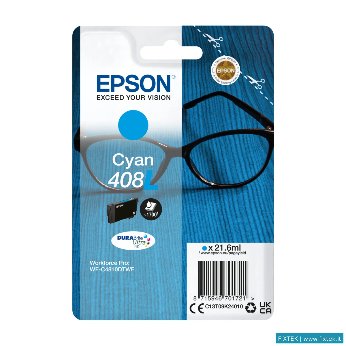 Cartucce Inkjet Epson Epson Cartuccia Ciano 408L Durabrite Ultra Ink