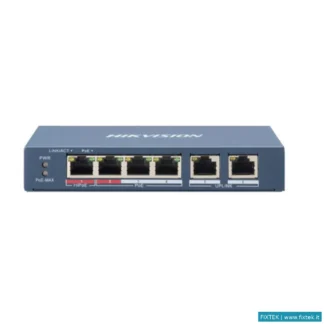 Switch E Hub Hikvision Hikvision Switch 10/100 Hi-Poe Metallico L2, Unmanaged, 4 10/100M RJ45 Poe Po