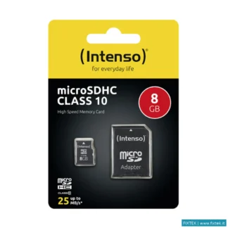 Memorie Flash Intenso Intenso Micro Sdhc 8GB Classe 10 + Adattatore SD