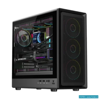 Case Itek Itek Case Meshcore 36B Gaming Tower Atx 4X14CM Argb Fan 2XUSB3 Type-C Temp Glass Side Pane
