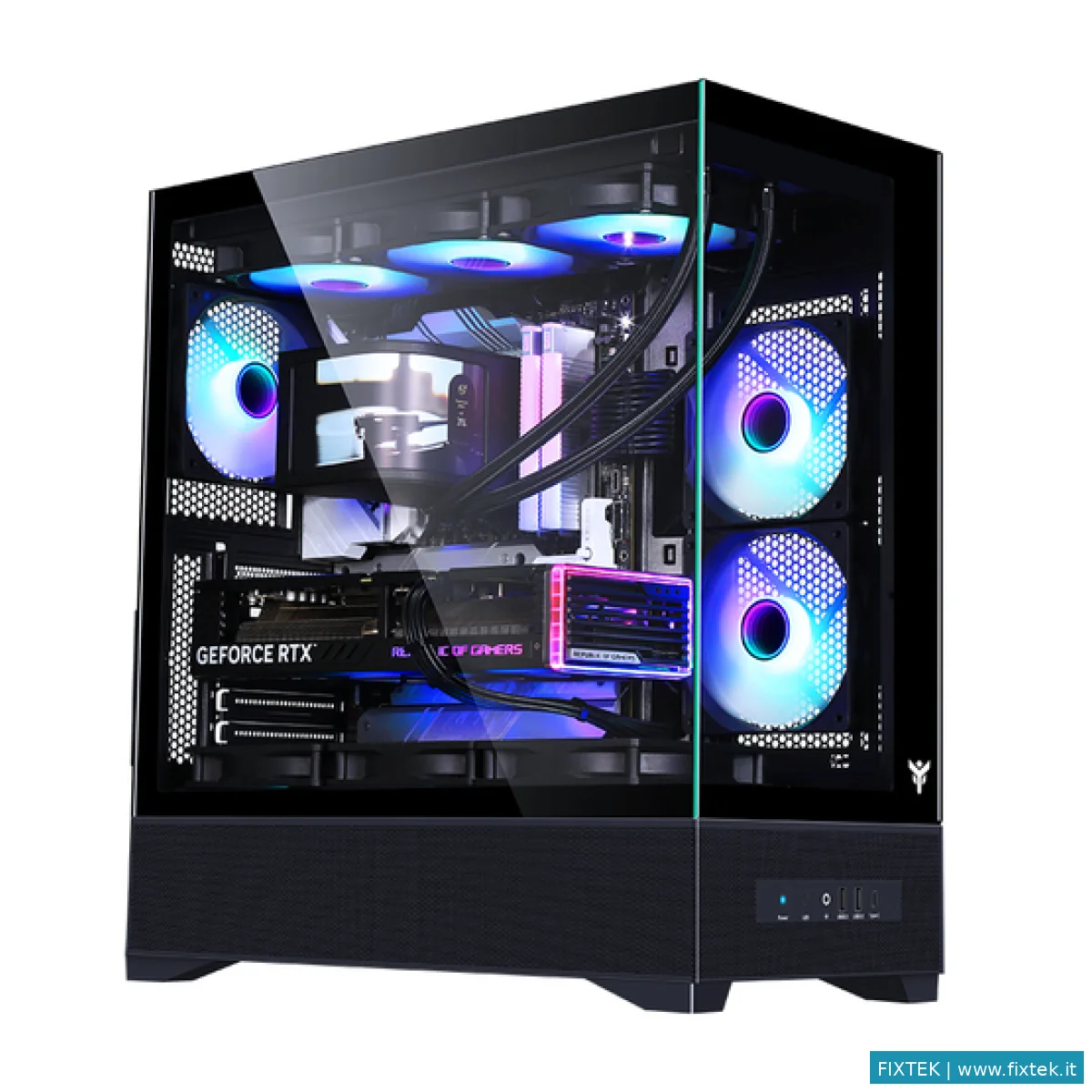Case Itek Itek Case Showbui 37B Gaming Tower Atx 3X12CM Argb Fan Type-C 2XUSB3.0 Side Front Panel Te