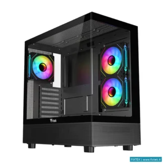 Case Itek Itek Case Showbui 42B, Gaming Tower, Atx, 3X12CM Argb Fan, 2XUSB3, Type-C, Side Front Pane