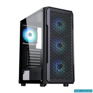 Case Itek Itek Case Six Triangle - Gaming Middle Tower, 4X12CM Argb Fan, Usb3, Side Panel Temp Glass