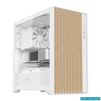 Case Itek Itek Case Woody, Gaming Tower, Atx, 3X12CM Black Fan, 2XUSB3, Type-C, Wood Front, Temp Gla