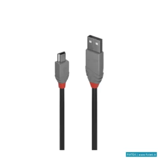 Cavi USB Lindy Lindy 3M USB 2.0 Kabel A/Mini-B, Anthra