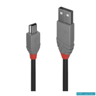 Cavi USB Lindy Lindy Cavo 1M USB 2.0 Kabel A/Mini-B, Anthra