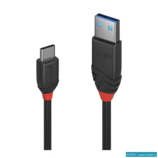 Cavi USB Lindy Lindy Cavo USB 3.1 Tipo C A A 3A Black Line, 0.5M