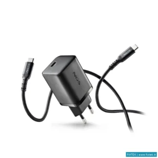 Caricabatterie Ngs Ngs Bud 65W-AS: Pack Caricatore Da Parete Gan USB-C Da 65W + Cavo USB-C Da 1,5 M