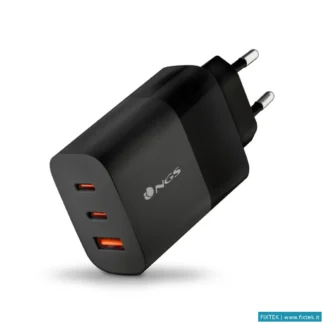 Caricabatterie Ngs Ngs Caricatore Da Parete Ultraveloce Da 65 W Con 3 Porte: 2 USB-C + USB-A