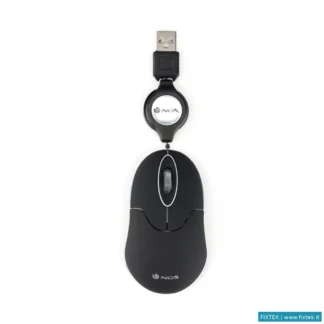 Mouse Ngs Ngs Mouse USB 3 Tasti 1000DPI Cavo Retrattile Colore Nero