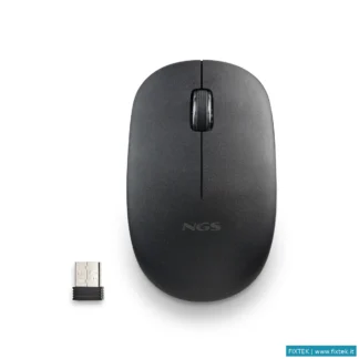 Mouse Ngs Ngs Mouse Wireless 2.4 Ghz,Con Rotella, Silenzioso, USB Nano, Nero