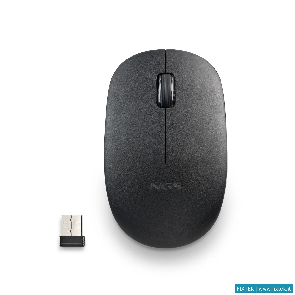 Mouse Ngs Ngs Mouse Wireless 2.4 Ghz,Con Rotella, Silenzioso, USB Nano, Nero