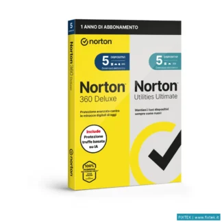 Antivirus Symantec Norton 360 Deluxe 2026 -Antitruffa- 5 Dispositivi 12 Mesi 50GB + Utilities Ultima