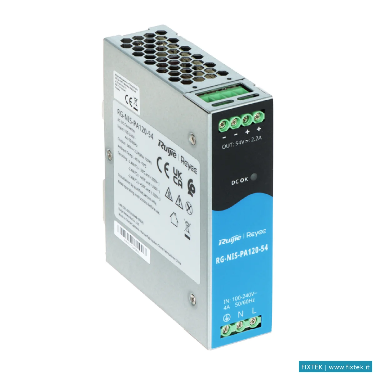 Switch E Hub Ruijiee Reyee Alimentatore Ac/Dc 120W 56V Din-Rail Per Switch Industriali