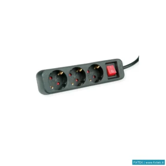 Multiprese Roline Roline Ciabatta Elettrica, 3X, Con Interruttore, Nero, 1.5M, Shuko