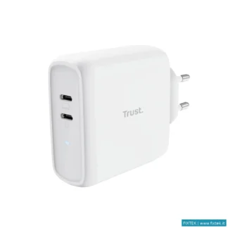 Caricabatterie Trust Trust Caricatore Maxo 65W 2P Usb-C, Bianco
