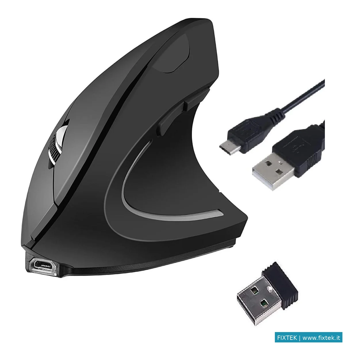Mouse Tucano Tucano Mouse Verticale Ergonomico Wireless Ricaricabile,6 Tasti, Nero
