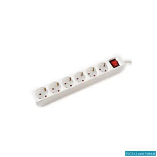 Multiprese Value Value Power Strip, 6X, Con Interruttori, Bianco, 1.5M, Shuko