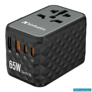 Caricabatterie Verbatim Verbatim Adattatore Da Viaggio Universale Gan PD 65W