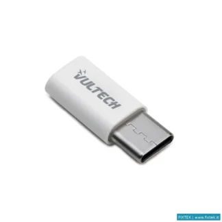 Adattatori Vultech Vultech Adattatore Micro USB 2.0 To Type C-Plastica-Bianco
