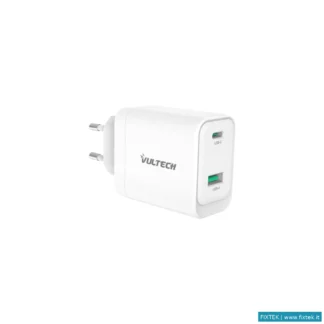Caricabatterie Vultech Vultech Caricatore Adattatore Universale, 1 X Type-C, 1 X USB Pd45 Gan Pps 45