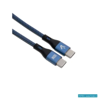 Cavi USB Vultech Vultech Cavo Smartphone Type-C A Type-C 1,2M, 3.0A 60W, Nylon, Blu