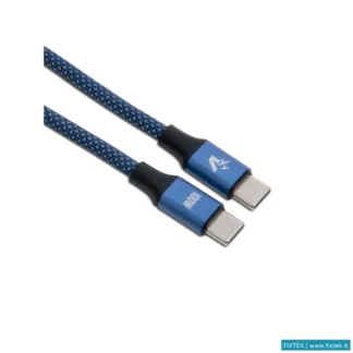 Cavi USB Vultech Vultech Cavo Smartphone Type-C A Type-C 2M, 5.0A 100W, Nylon, Blu